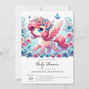 Happy Cute Unicorn Baby Shower Invitation