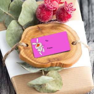 Happy Cute White Rabbit Gift Tag