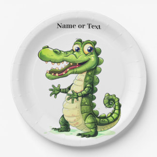 Happy Cute Wild Crocodile Jungle Trees Beautiful Paper Plate