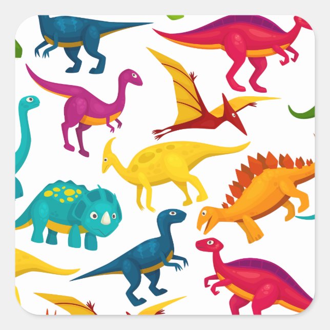 Happy cuteDino  Square Sticker (Front)