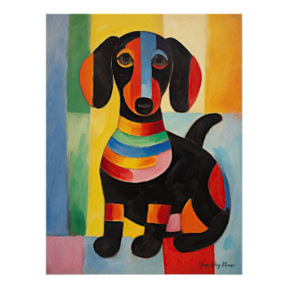 Happy Dachshund Dog 03 - Kaori Poster