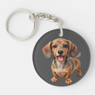 Happy Dachshund Puppy Key Ring