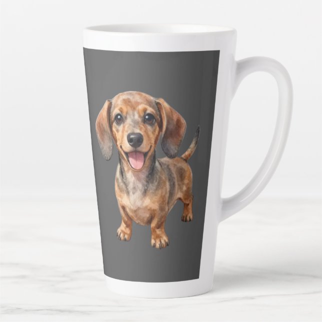 Happy Dachshund Puppy Latte Mug (Right)