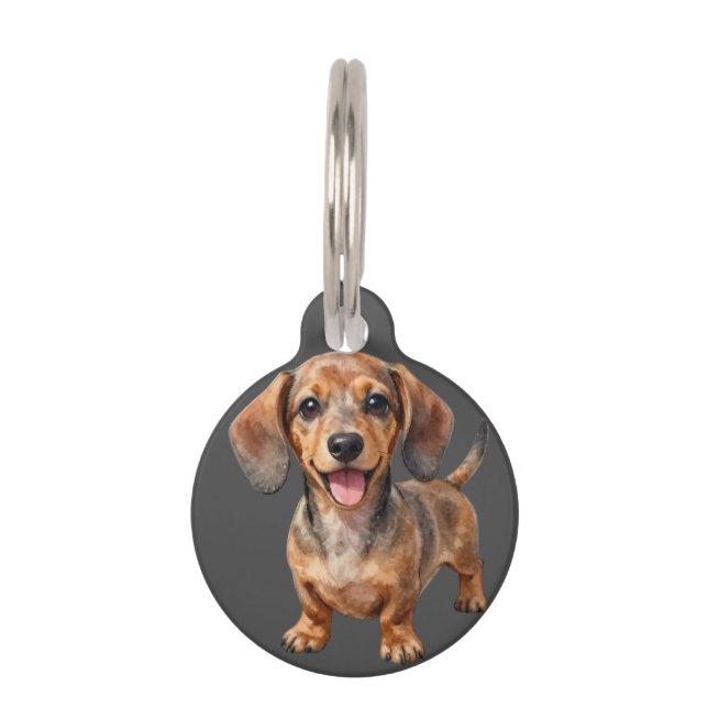 Happy Dachshund Puppy Pet Tag (Front)