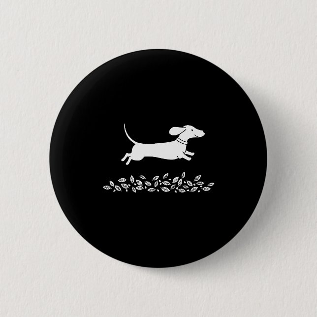 Happy Dachshund With Autumn Leaves For Pet Lovers  6 Cm Round Badge (Front)