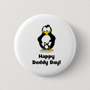 Happy Daddy Day Penguin 6 Cm Round Badge
