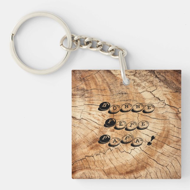 Happy Daddy's party! Wood Key Ring (Front)