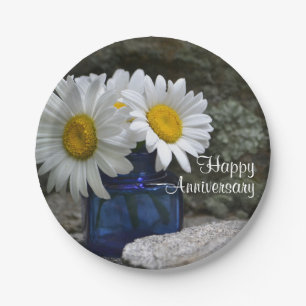 Happy Daisies Anniversary Paper Plate