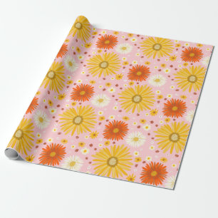 Happy Daisies Colourful Pattern Wrapping Paper