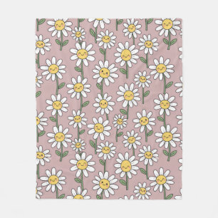 Happy Daisies Pattern - Cute Floral Design Fleece Blanket