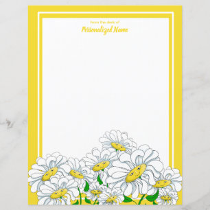 Happy Daisies Yellow-White Unlined Paper Sheet