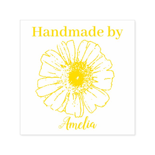 Happy Daisy Handmade Self-inking Stamp (Design)