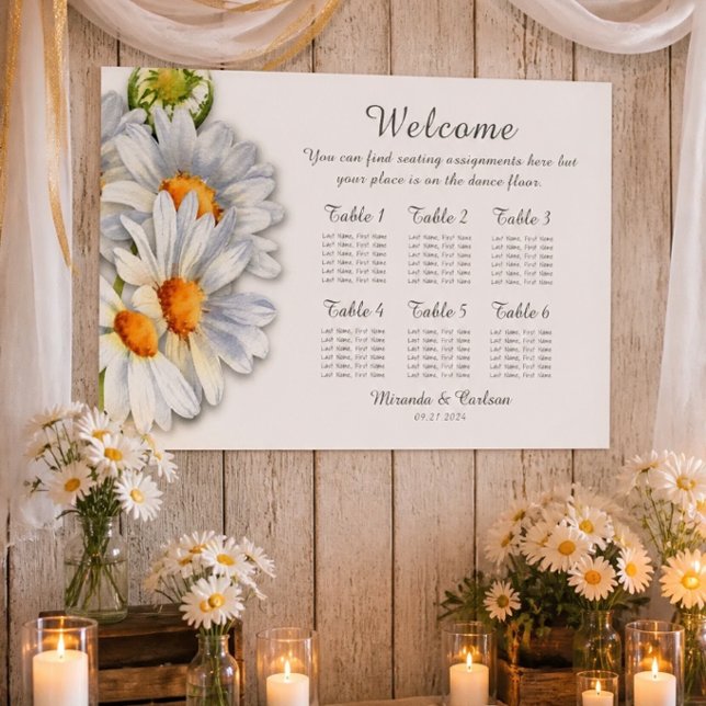 Happy Daisy Wedding Seating Chart 36"x24" (Creator Uploaded)