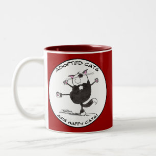 Happy Dance Cat Two-Tone Coffee Mug