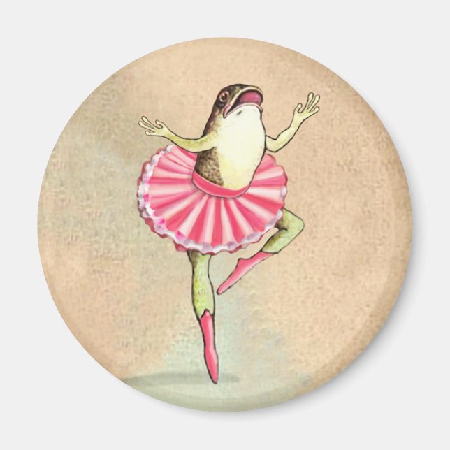 Happy Dancing Ballerina Frog Magnet (Front)