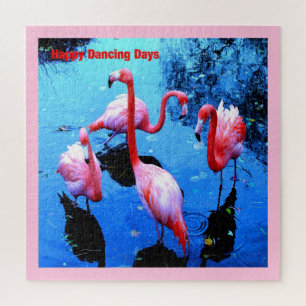 Happy dancing days flamingos art jigsaw puzzle