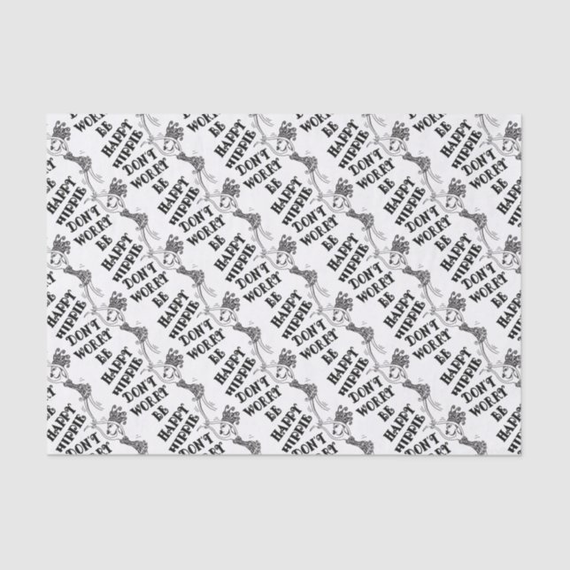 Happy Dancing Hippie (black text) Tissue Paper (Front)