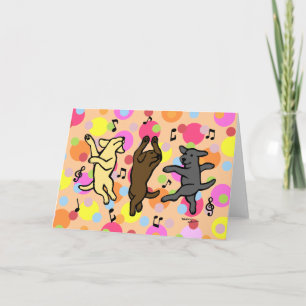 Happy Dancing Labrador Trio Cartoon Polka Dot Card