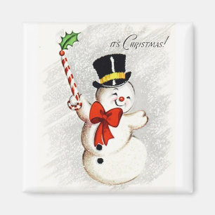 Happy Dancing Snowman Vintage Magnet