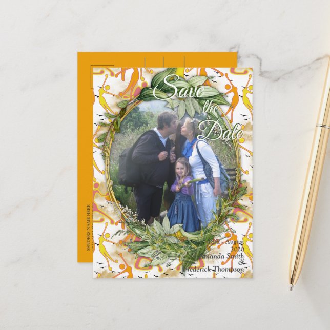 Happy  Dancing Yoga Girls   Announcement Postcard (Front/Back In Situ)