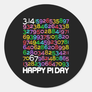 Happy day 3.14 math lover 67 math teacher kids classic round sticker
