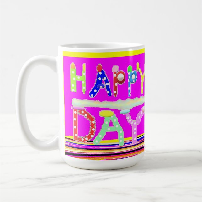 Happy day art design sugar candy brite colours coffee mug (Left)