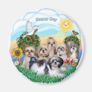 Happy Day with Six Shih Tzus Magnet