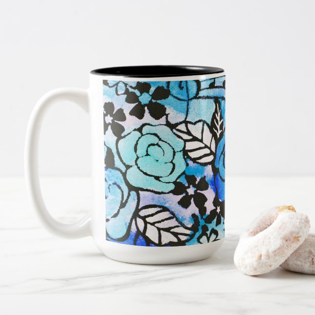Happy Days are Here Again Two Tone Coffee Mug (With Donut)