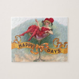 Happy Days Beautiful Victorian Girl Fun Party Jigsaw Puzzle