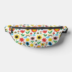 Happy Days - Cheerful Flower and Friends Pattern Bum Bags