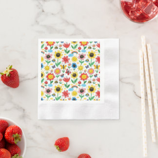 Happy Days - Cheerful Flower and Friends Pattern Napkin