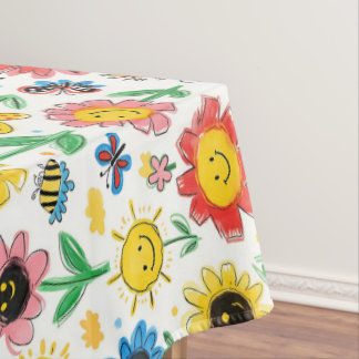 Happy Days - Cheerful Flower and Friends Pattern Tablecloth