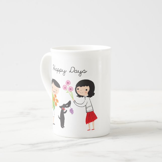 Happy Days (Coco & Us) bone china mug (Front Left)