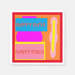 Happy days party time mixed colours logo napkin