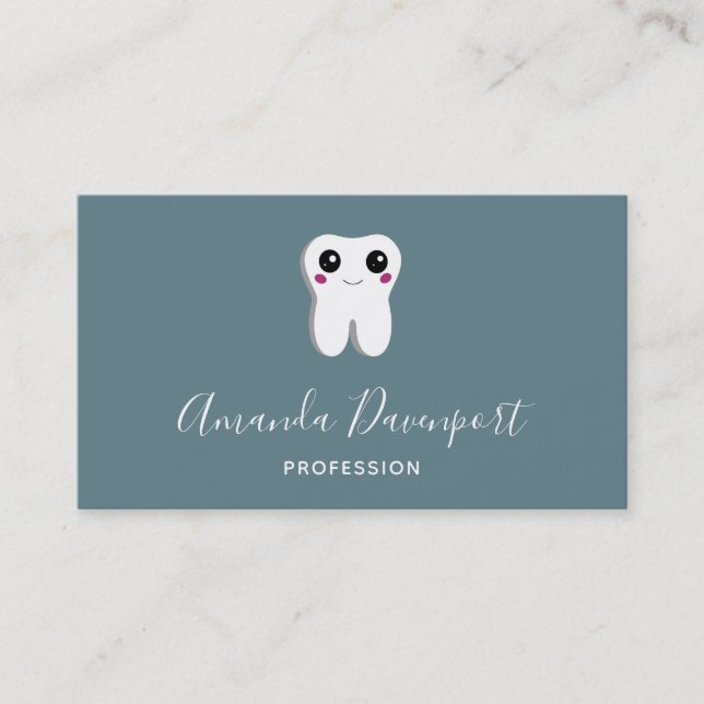 Happy Dental Tooth Smiling Cute Business Card (Front)