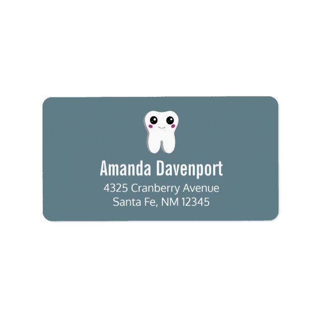 Happy Dental Tooth Smiling Cute Drawing Address Label (Front)