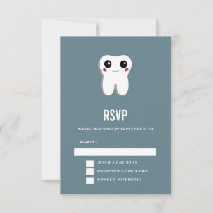 Happy Dental Tooth Smiling Cute RSVP Card