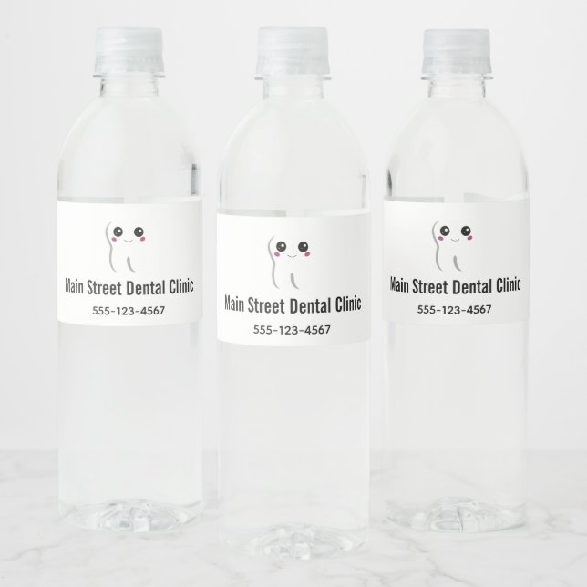 Happy Dental Tooth Smiling Water Bottle Label (Bottles)