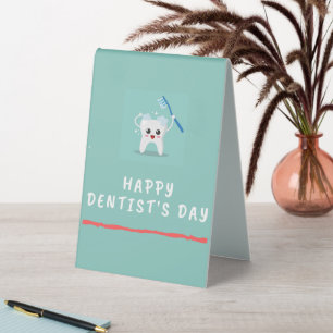 Happy dentist's day white text teal
