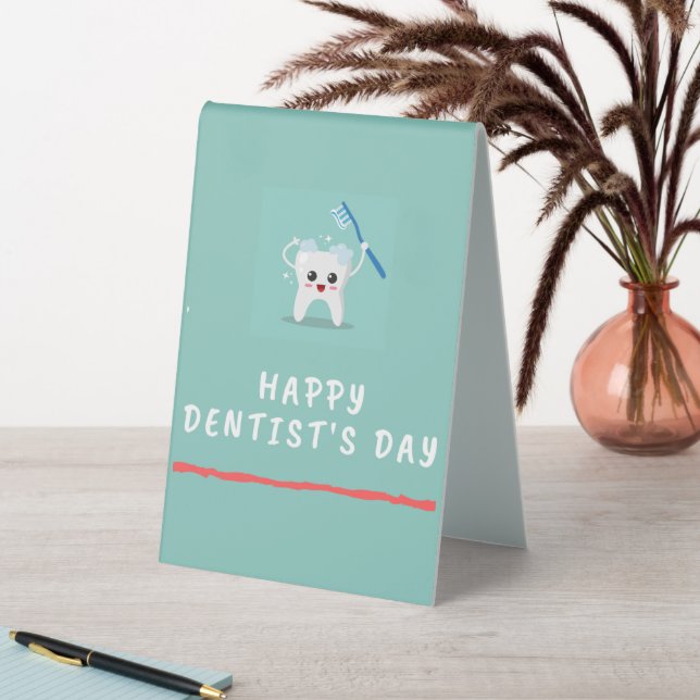 Happy dentist's day white text teal (In SItu (Table))