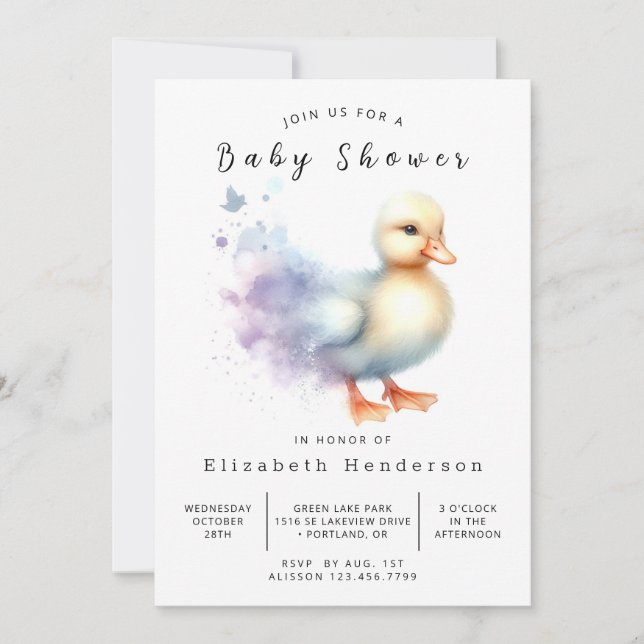 Happy Digital Duck Baby Shower Invitation (Front)