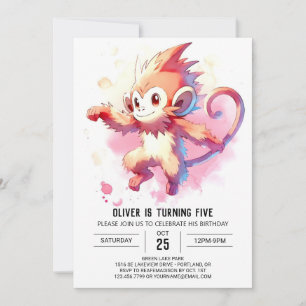 Happy Digital Monkey Birthday Invitation