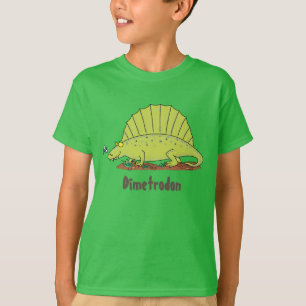 Happy Dimetrodon green cartoon dinosaur T-Shirt