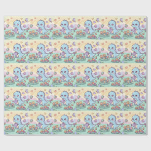 Happy Dino Garden Wrapping Paper