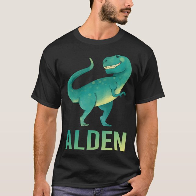 Happy Dinosaur - Alden Name T-Shirt (Front)