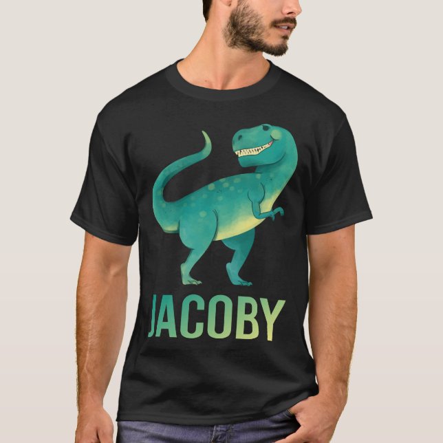 Happy Dinosaur - Jacoby Name T-Shirt (Front)