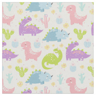 Happy Dinosaur print fabric