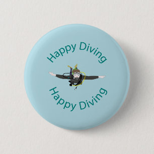 Happy diving 6 cm round badge