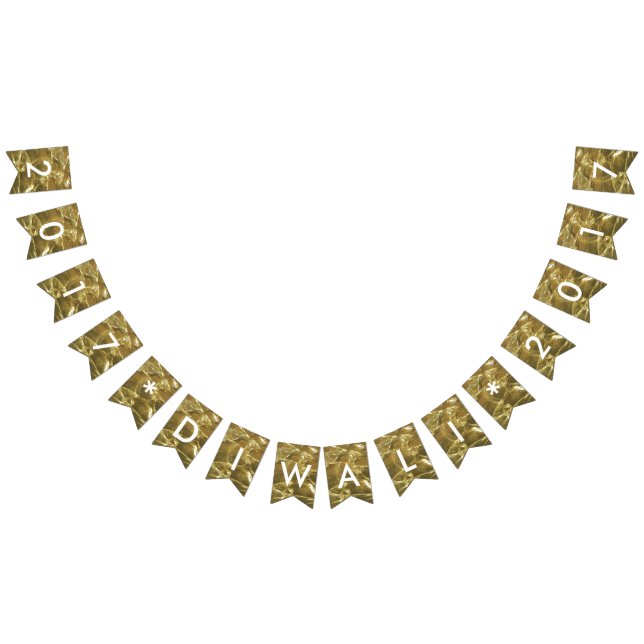 Happy Diwali 2017 Gold White Glitter Lights Party Bunting (All)