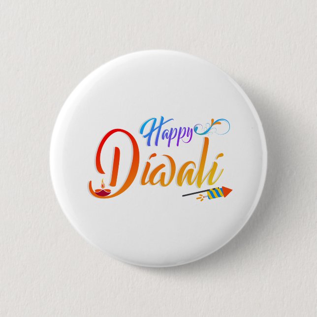 Happy diwali 6 cm round badge (Front)